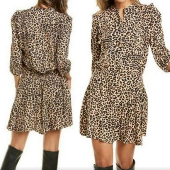 Zadig & Voltaire Remo Leo Leopard Print Mini Dress Size Small - Picture 2 of 7
